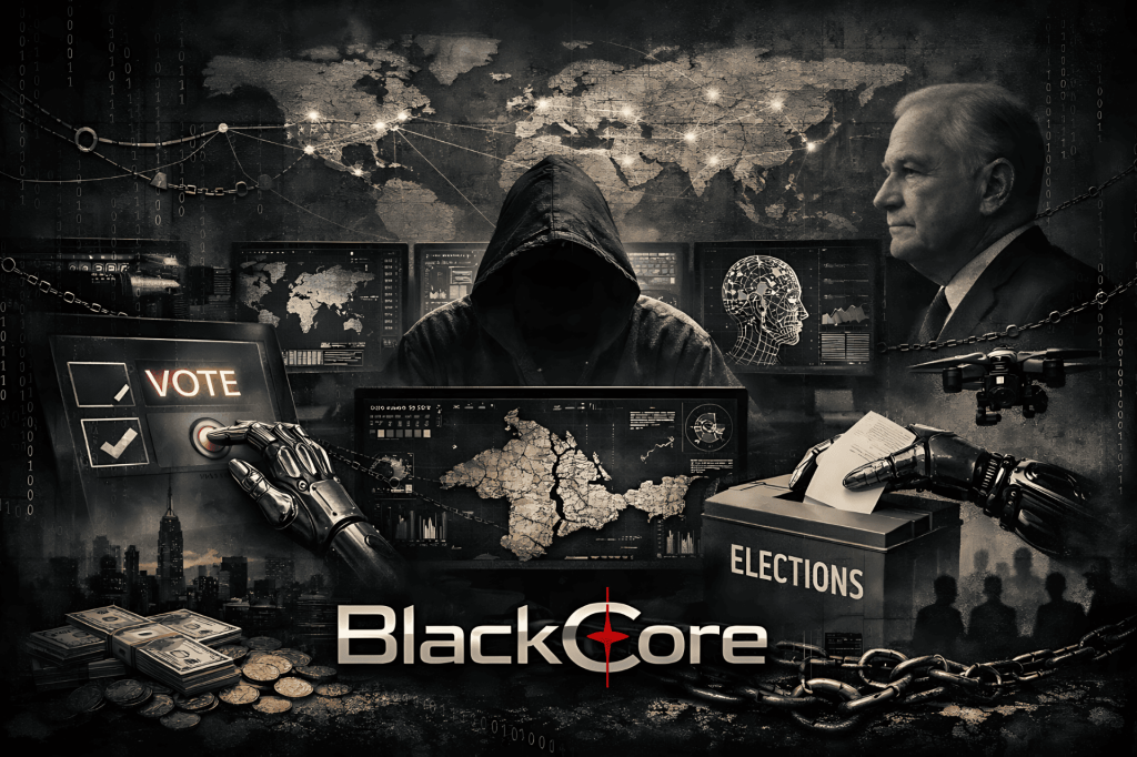 Imagen sobre ciberseguridad, elecciones, tecnología y manipulación global.