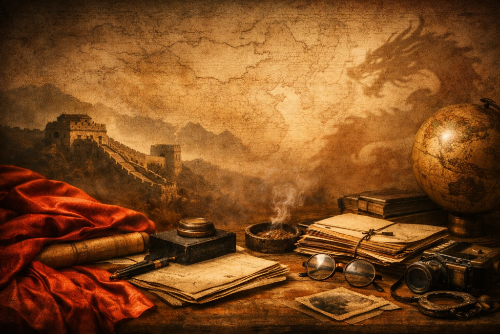 Alegoría del sueño chino con dragón y mapa de China