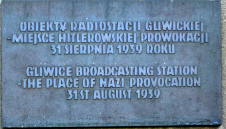 Placa conmemorativa del incidente de Gleiwitz