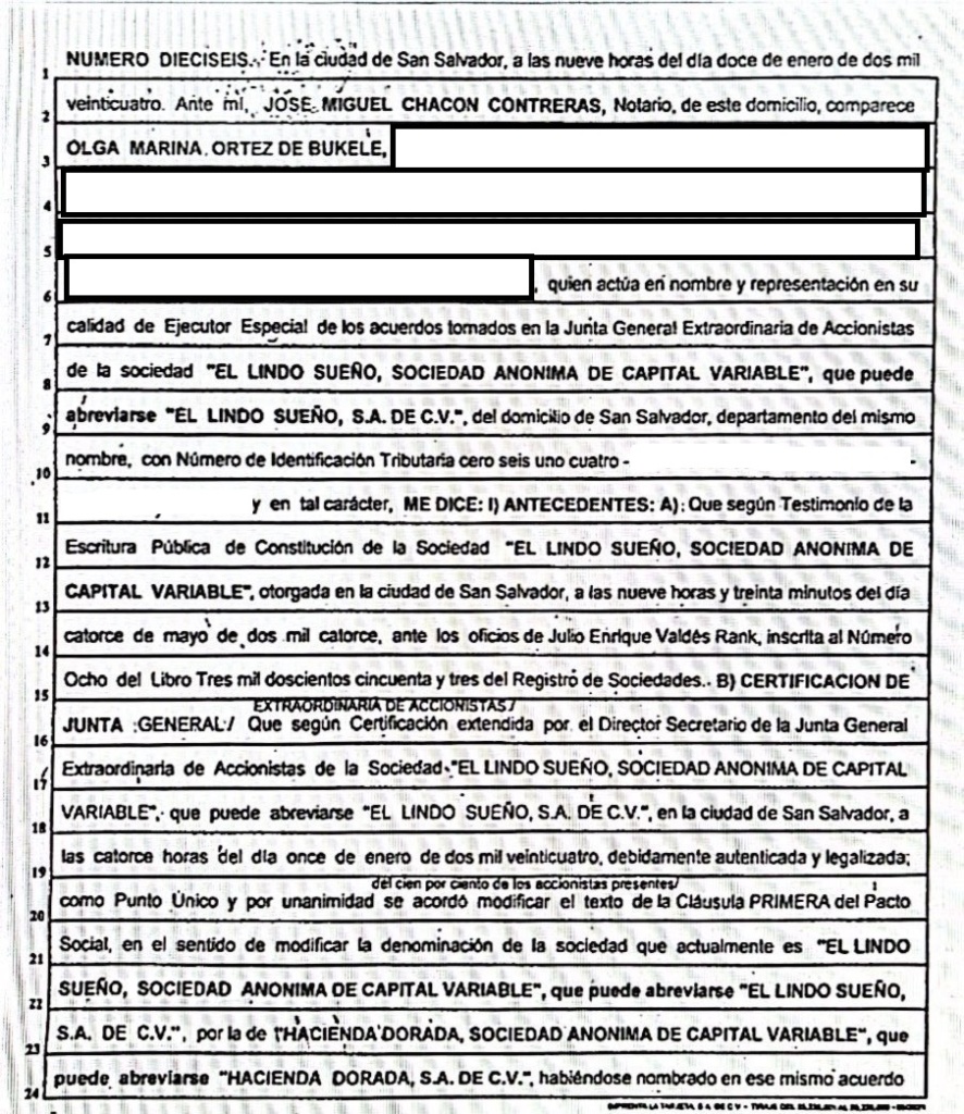 Cambio de nombre de El Lindo Sueño a Hacienda Dorada