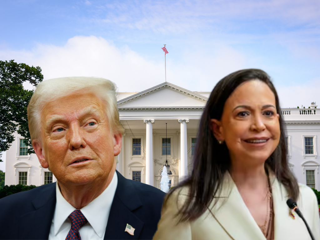 Donald Trump y Alina Habba frente a la Casa Blanca.