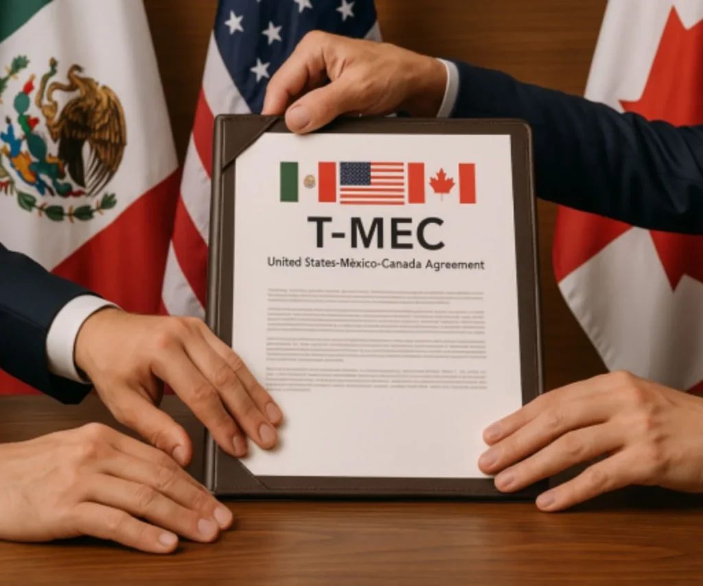 Acuerdo T-MEC entre México, Estados Unidos y Canadá.
