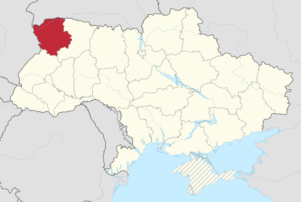 Mapa de ubicación de la región de Volinia